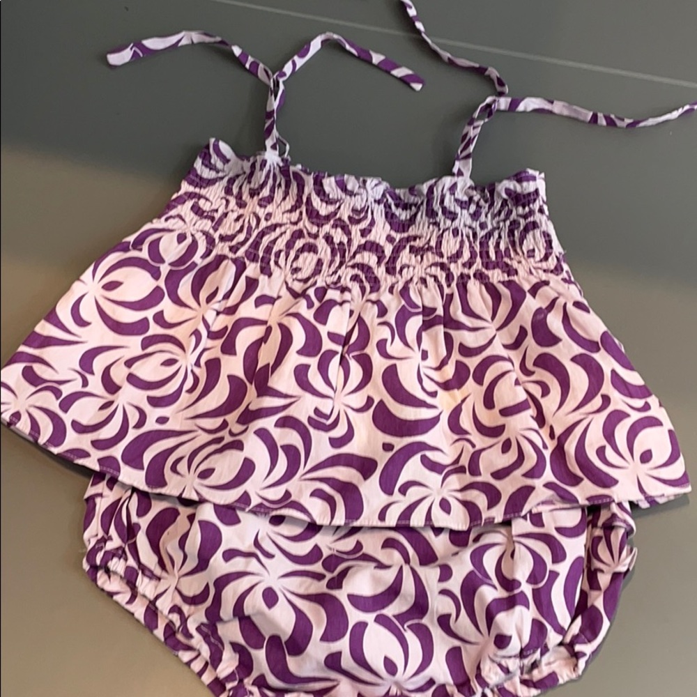 Girls age two matching purple  top with bloomers
